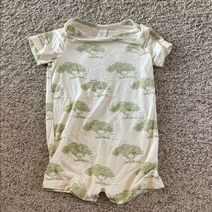 Kate Quinn Cream and Green Tree Print Romper